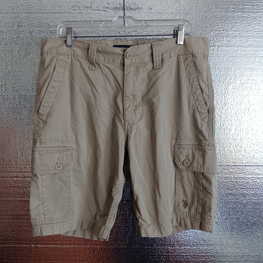 U.S. Polo Assn Cargo Shorts Mens Size 34 Khaki Cotton Utility
